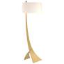 Stasis 58.5" High Modern Brass Floor Lamp With Flax Shade
