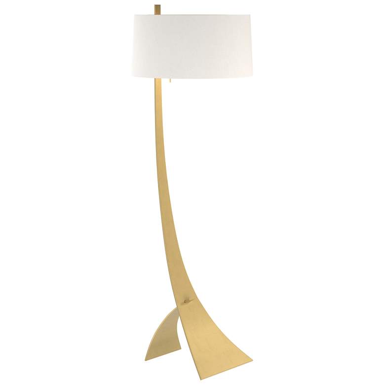 Image 1 Stasis 58.5" High Modern Brass Floor Lamp With Natural Anna Shade