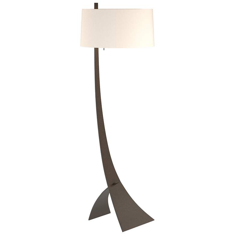 Image 1 Stasis 58.5" High Oil Rubbed Bronze Floor Lamp With Flax Shade