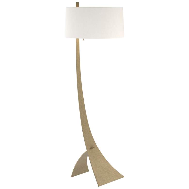 Image 1 Stasis 58.5" High Soft Gold Floor Lamp With Natural Anna Shade