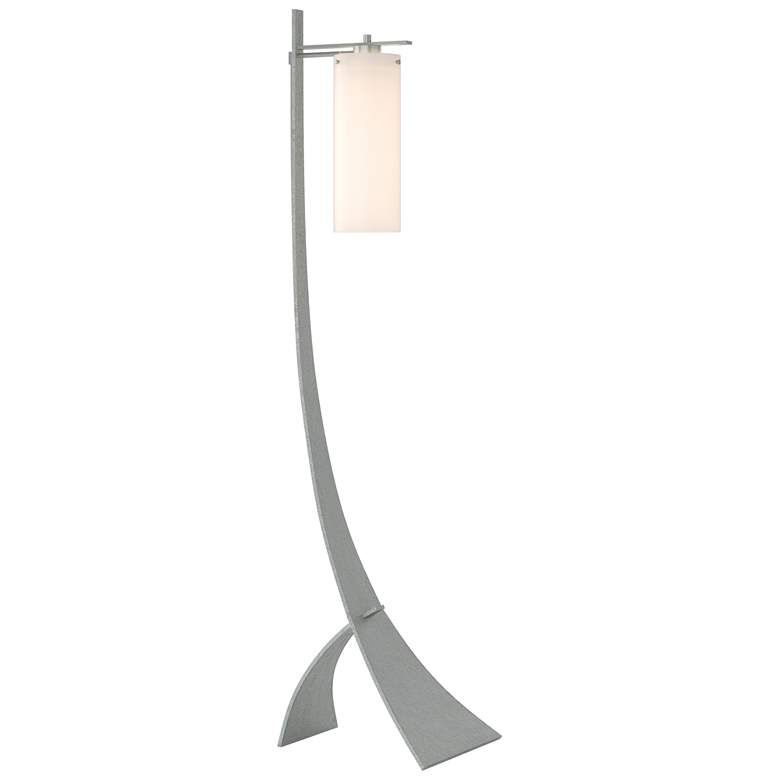 Image 1 Stasis 58.5" High Vintage Platinum Floor Lamp With Opal Glass Shade