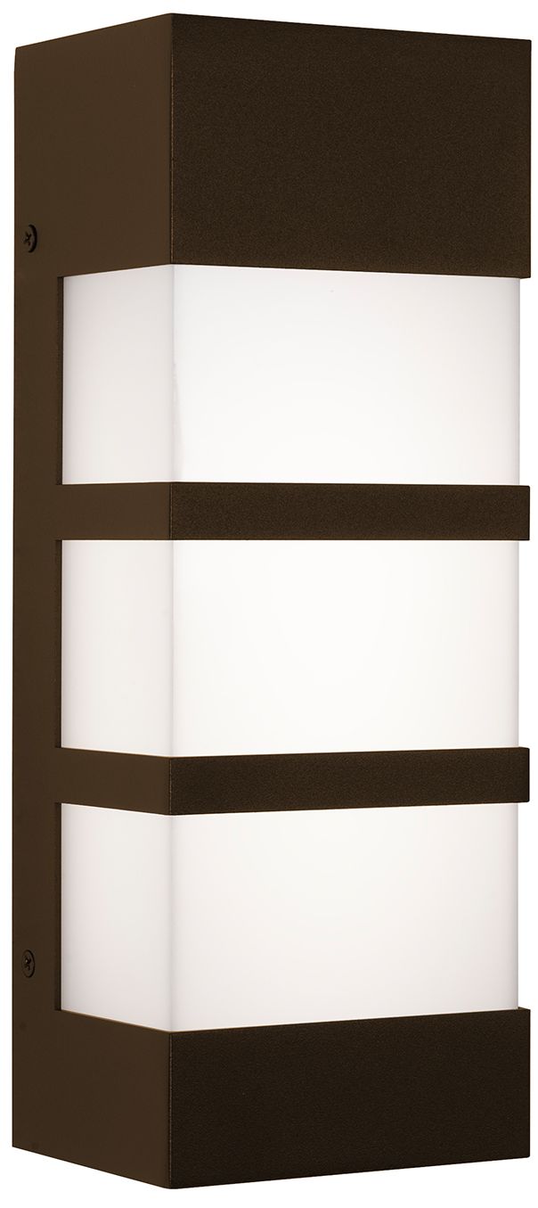 State 12.01" High Bronze LED Outdoor Sconce with White Acrylic Shade