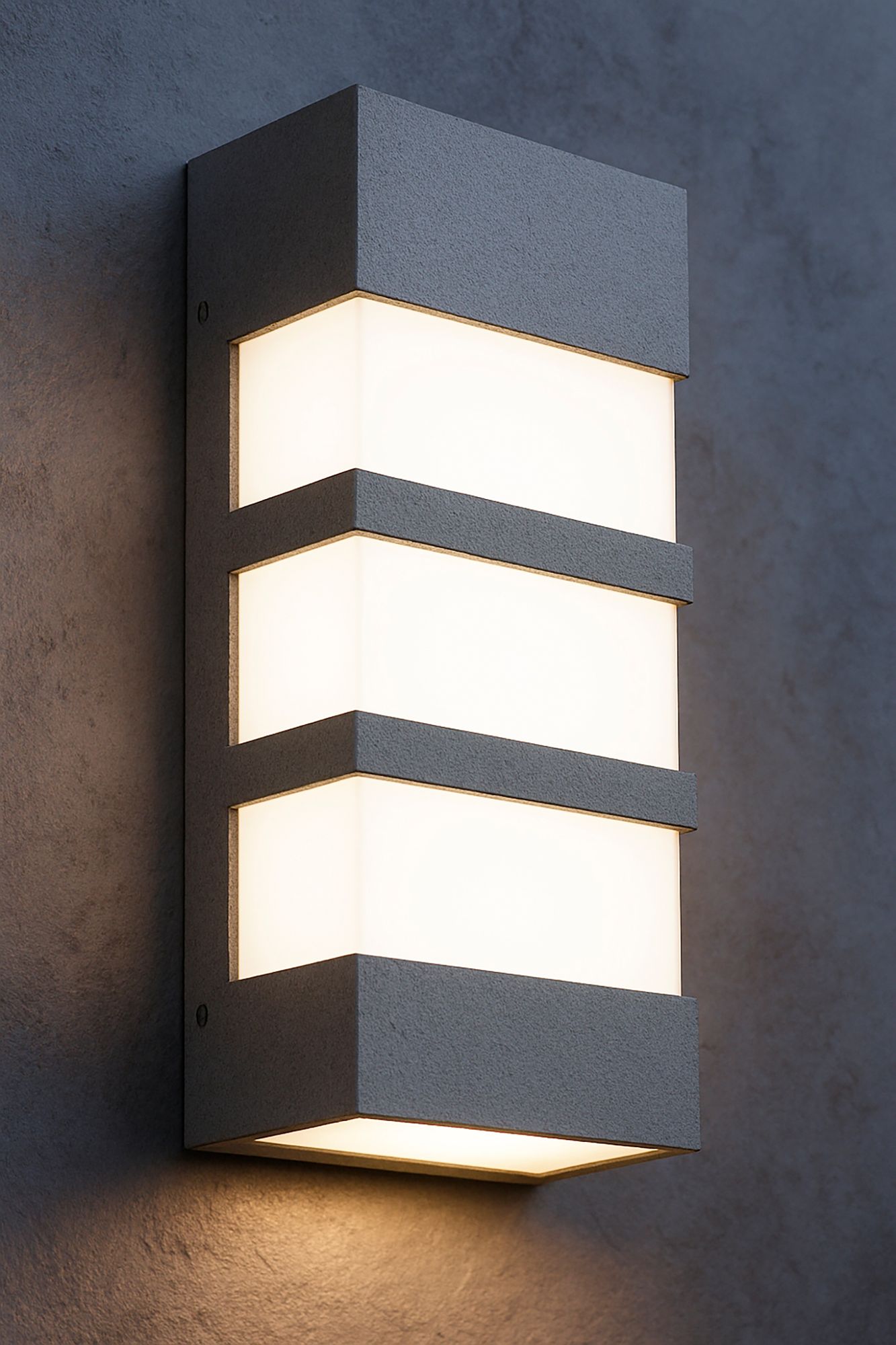 Image 4 State 12.01" High Textured Grey LED Outdoor Sconce with White Acrylic Shade more views