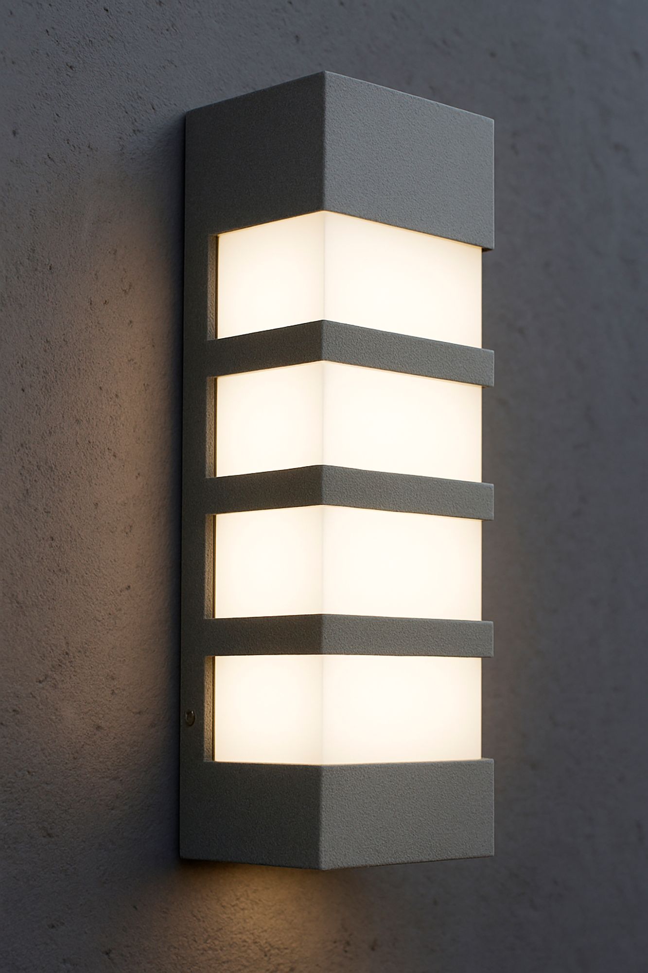 Image 4 State 17.01" High Textured Grey LED Outdoor Sconce with White Acrylic Shade more views