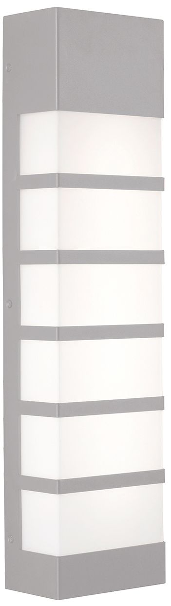 State 24" High Textured Grey LED Outdoor Sconce with White Acrylic Shade