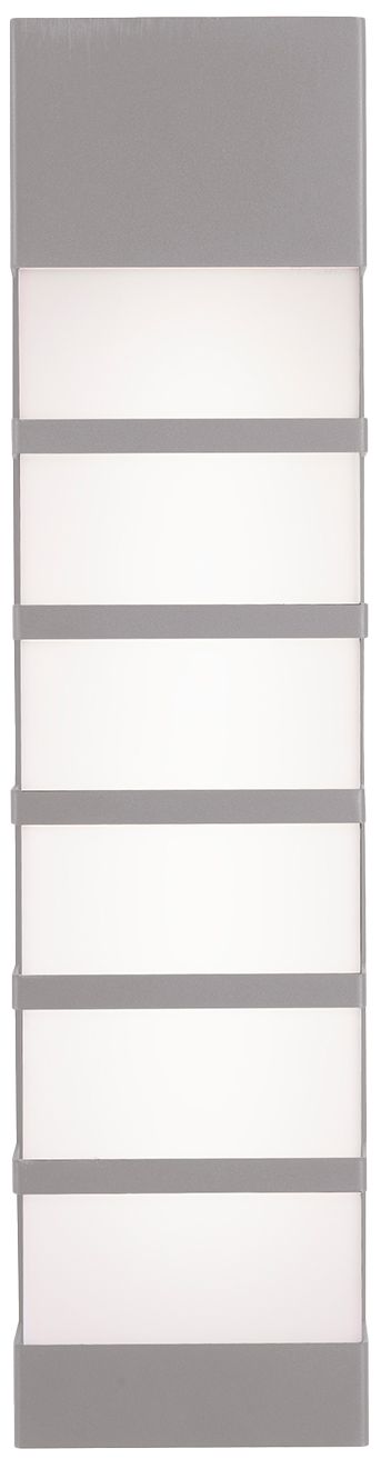 Image 2 State 24" High Textured Grey LED Outdoor Sconce with White Acrylic Shade more views
