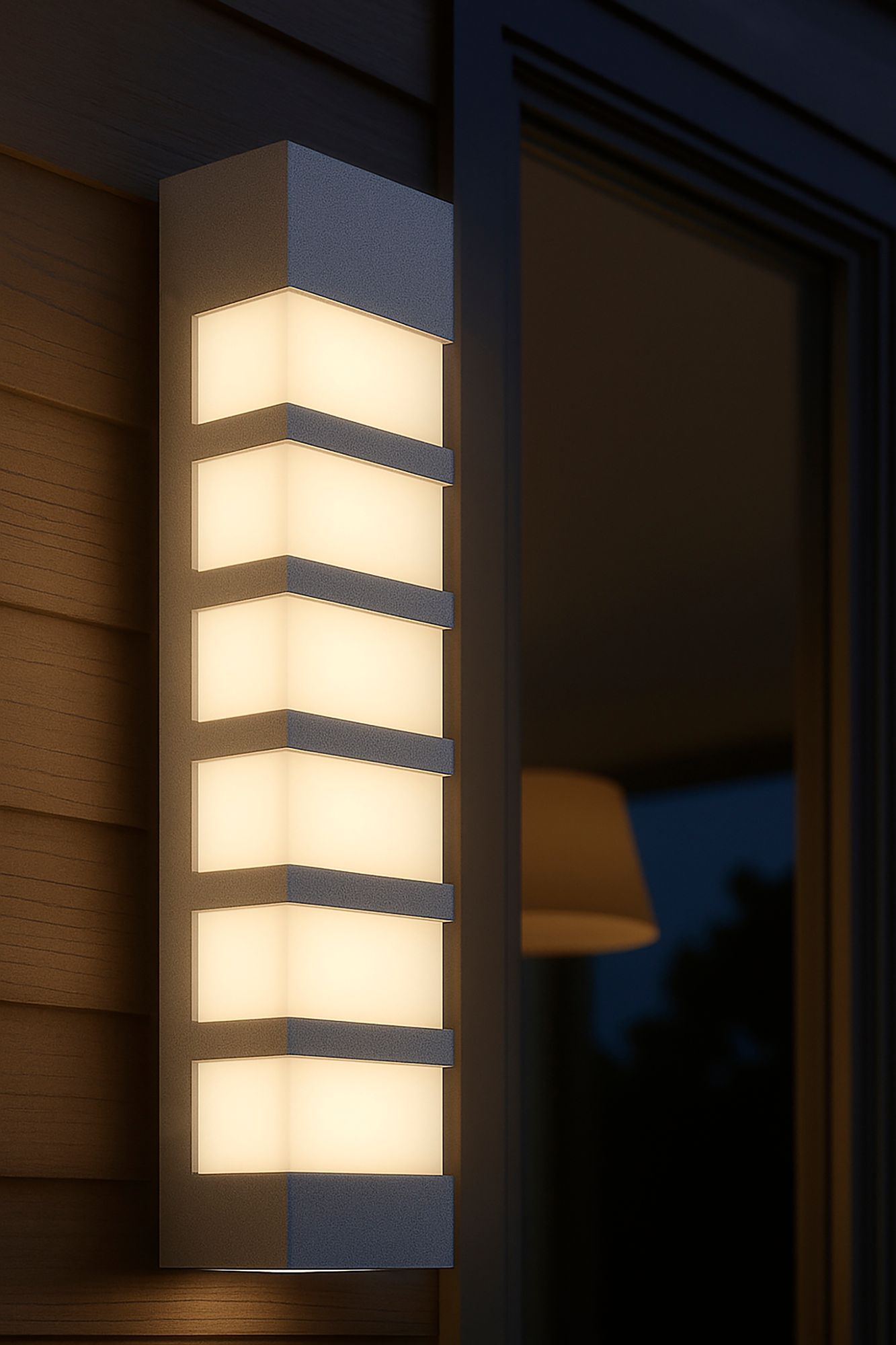 Image 3 State 24" High Textured Grey LED Outdoor Sconce with White Acrylic Shade more views