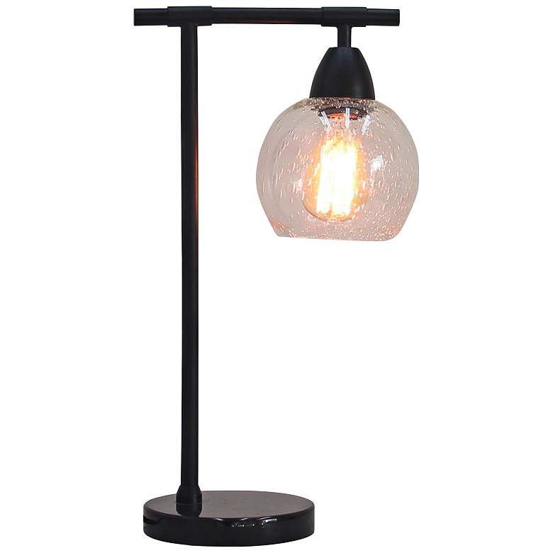 Image 1 Stationary 18 inch High Contemporary Downbridge Black Metal Desk Lamp
