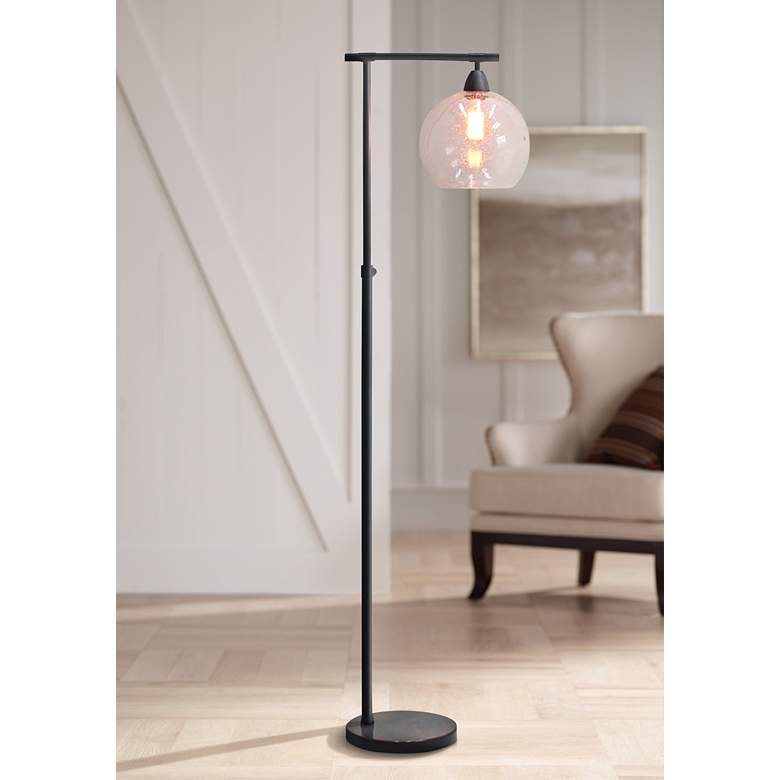 Image 1 Stationary 63 inch Downbridge Black Metal Rustic Industrial Floor Lamp