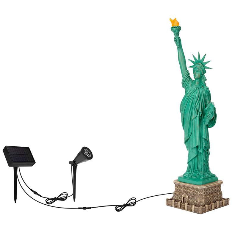 Image 1 Statue of Liberty 15" High Green with Solar LED Spotlight