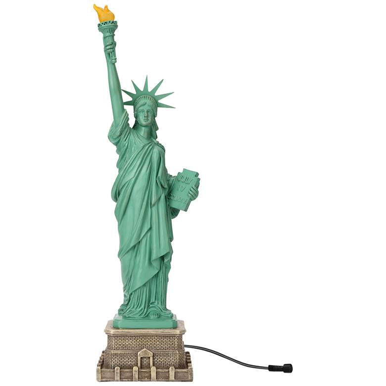 Image 2 Statue of Liberty 15" High Green with Solar LED Spotlight more views