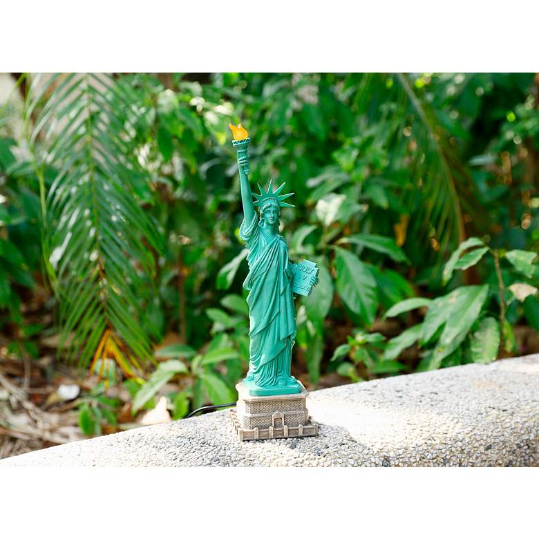 Image 6 Statue of Liberty 15" High Green with Solar LED Spotlight more views