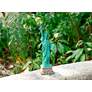 Statue of Liberty 15" High Green with Solar LED Spotlight