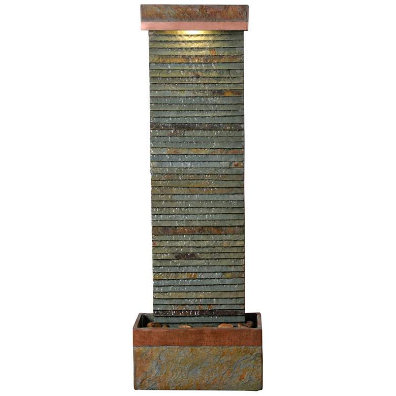 Image 1 Stave 48" High Slate & Copper Floor Fountain