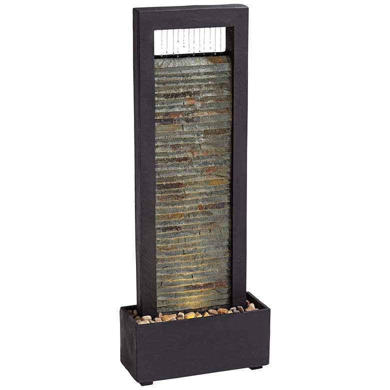 Image 2 Stave 48" High Slate and Cream LED Indoor-Outdoor Floor Fountain