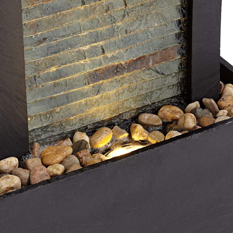 Image 4 Stave 48" High Slate and Cream LED Indoor-Outdoor Floor Fountain more views