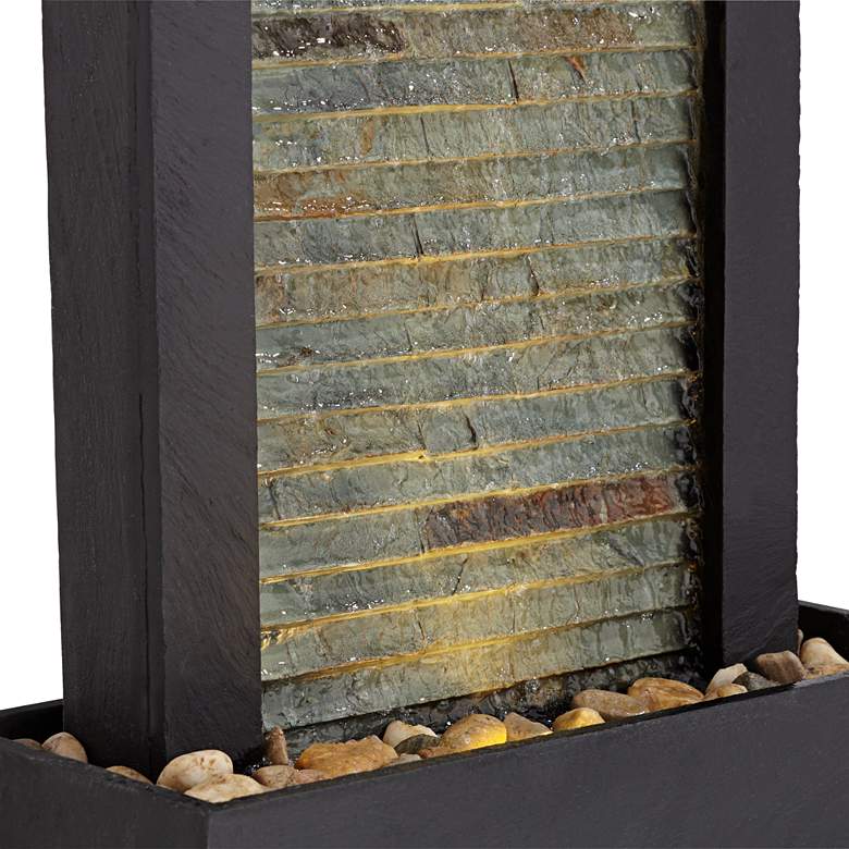 Image 5 Stave 48" High Slate and Cream LED Indoor-Outdoor Floor Fountain more views