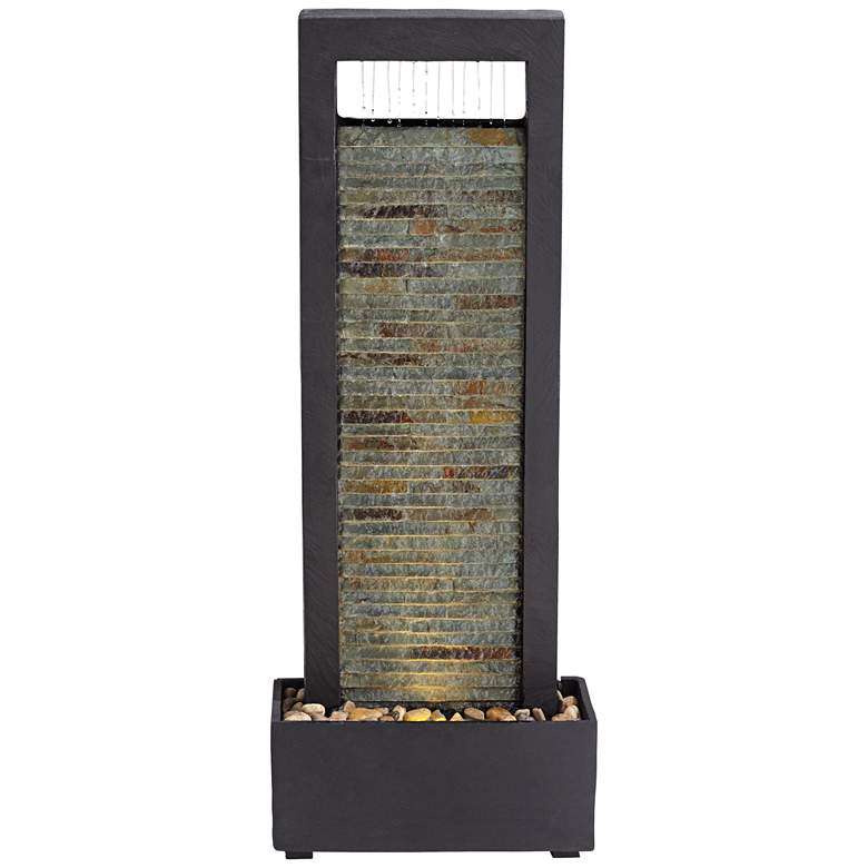 Image 7 Stave 48" High Slate and Cream LED Indoor-Outdoor Floor Fountain more views