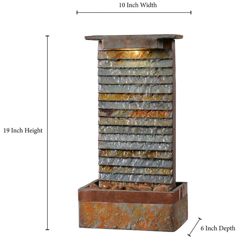 Image 3 Stave Slate Stone 19" High Rustic Modern Fountain with LED Light more views