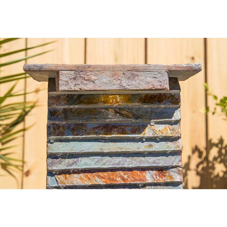 Image 7 Stave Slate Stone 19" High Rustic Modern Fountain with LED Light more views