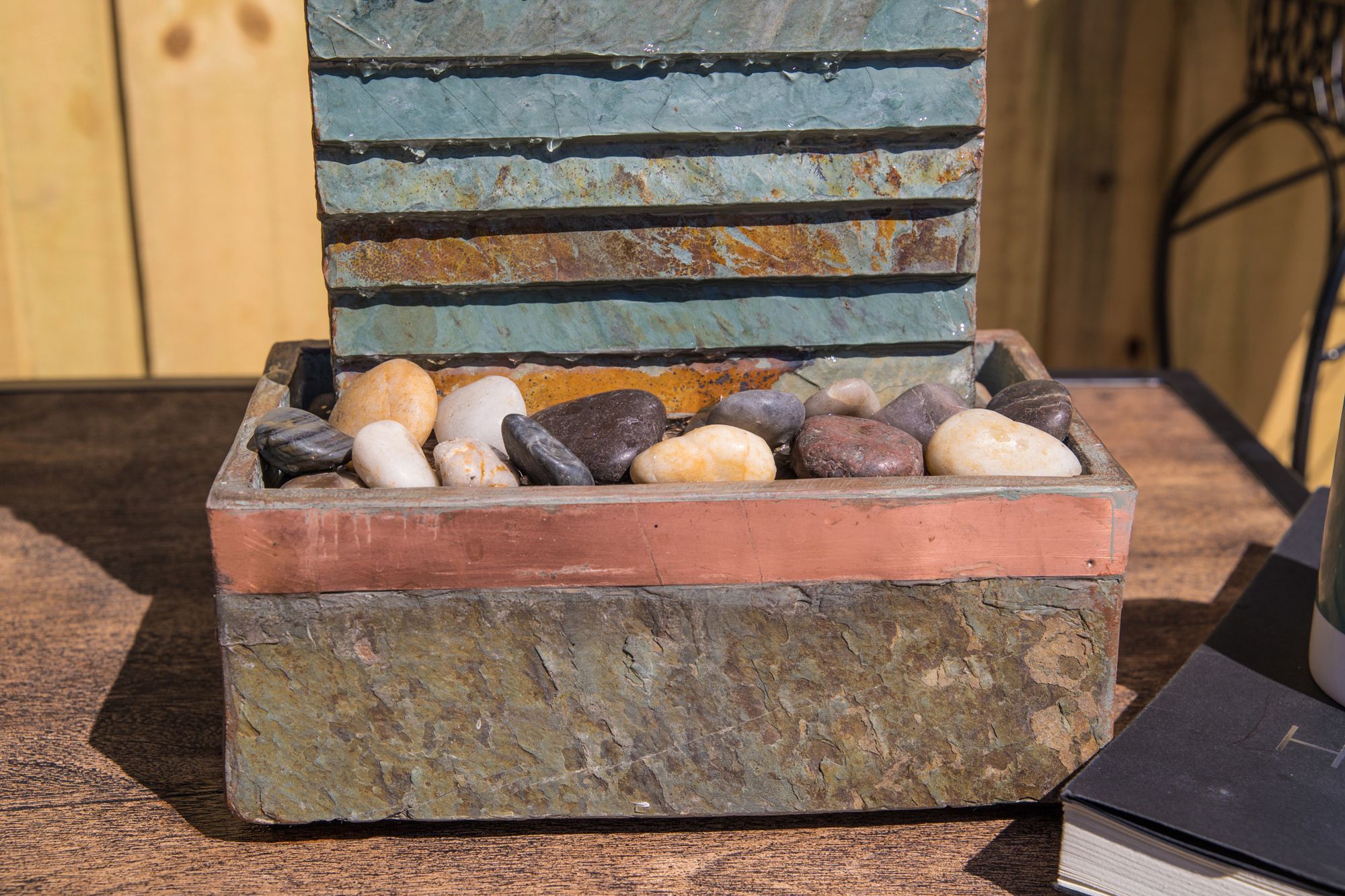 Stave Slate Stone 19" High Rustic Modern Fountain with LED Light