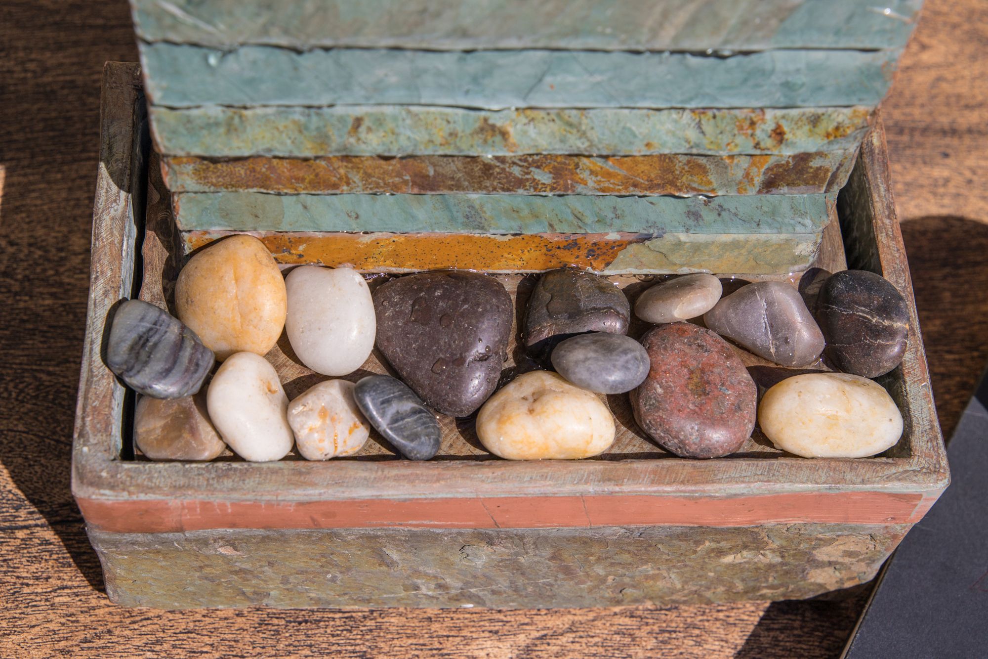 Stave Slate Stone 19" High Rustic Modern Fountain with LED Light