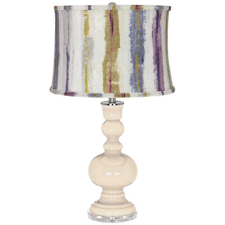 Image 1 Steamed Milk Apothecary Table Lamp w/ Purple Striped Shade