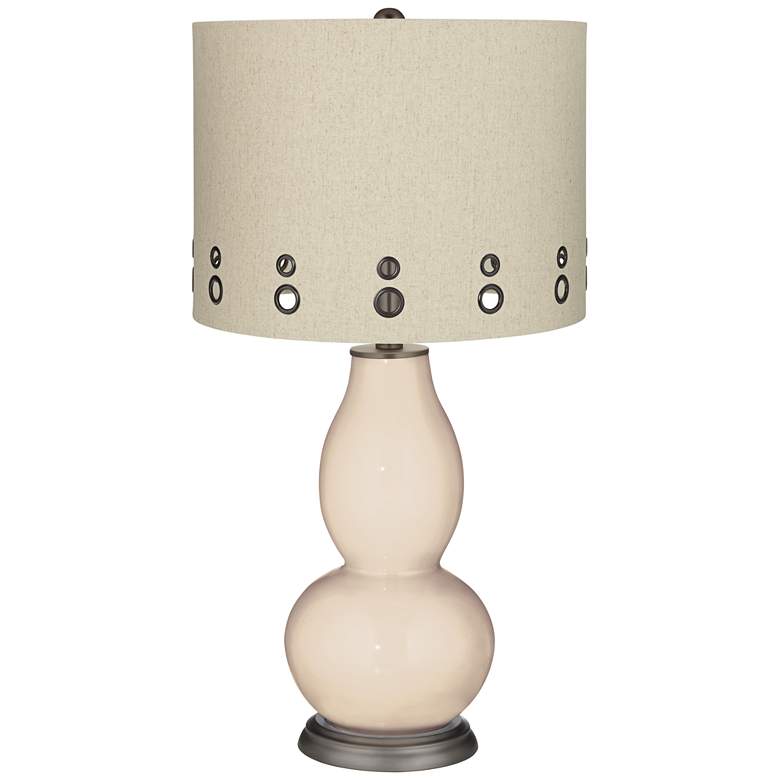Image 1 Steamed Milk Beige Dual-Grommet Shade Double Gourd Table Lamp