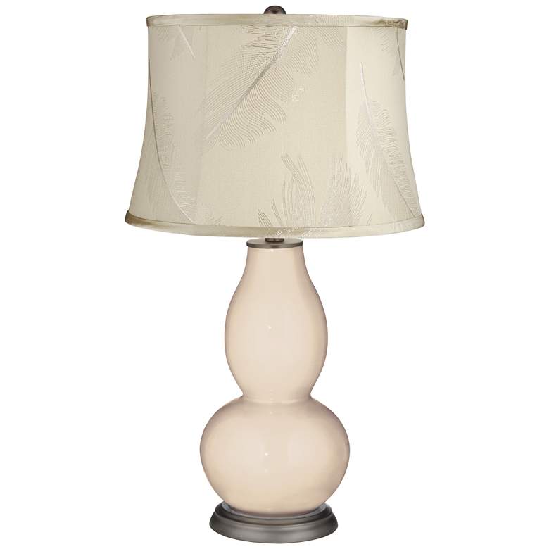 Image 1 Steamed Milk Cream Embroidered Feather Double Gourd Table Lamp