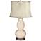 Steamed Milk Cream Embroidered Feather Double Gourd Table Lamp