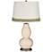 Steamed Milk Double Gourd Table Lamp with Scallop Lace Trim