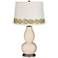 Steamed Milk Double Gourd Table Lamp with Vine Lace Trim