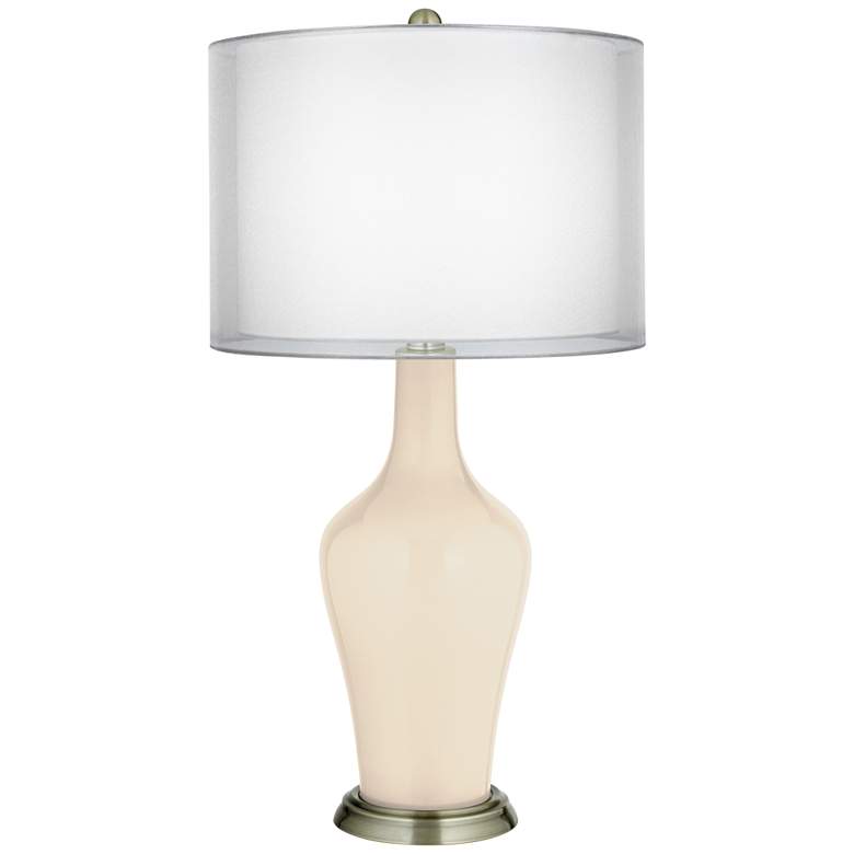 Image 1 Steamed Milk Double Sheer Silver Shade Anya Table Lamp