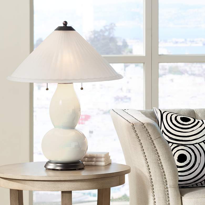 Image 1 Steamed Milk Fulton Table Lamp with Fluted Glass Shade