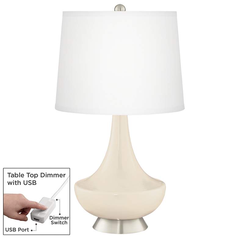 Image 1 Steamed Milk Gillan Glass Table Lamp with Dimmer