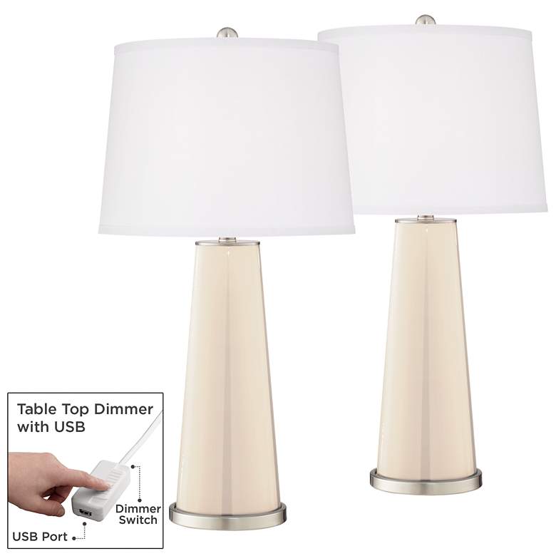Image 1 Steamed Milk Leo Table Lamp Set of 2 with Dimmers
