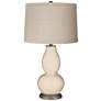 Steamed Milk Linen Drum Shade Double Gourd Table Lamp