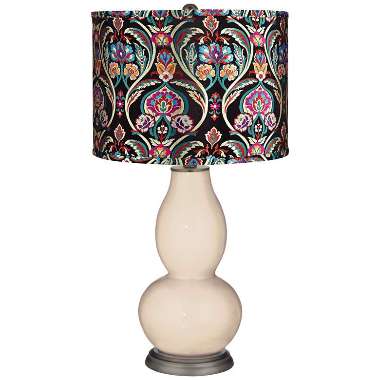 Image 1 Steamed Milk Multi-Color Embroidered Double Gourd Table Lamp