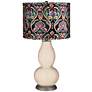 Steamed Milk Multi-Color Embroidered Double Gourd Table Lamp