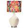 Steamed Milk Multi-Color Feather Print Shade Ovo Table Lamp