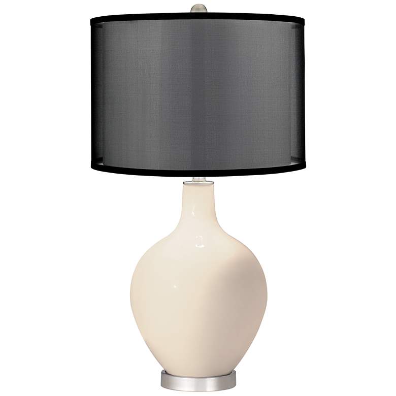 Image 1 Steamed Milk Ovo Table Lamp with Organza Black Shade