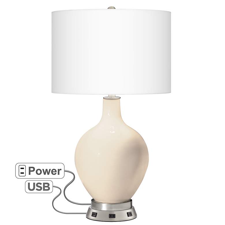 Image 1 Steamed Milk Ovo Table Lamp with USB Workstation Base
