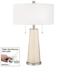 Image1 of Steamed Milk Peggy Glass Table Lamp With Dimmer