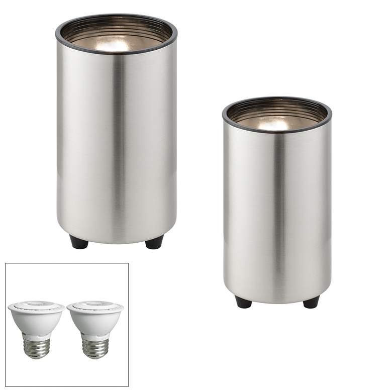 Image 1 Steel 6 1/2" High LED Mini Can Accent Spot Light Set of 2
