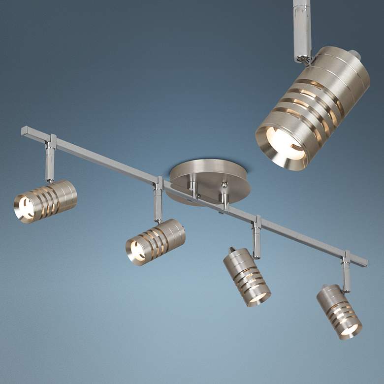 Image 1 Steel and Chrome 4-Light Circle Slot Track Fixture