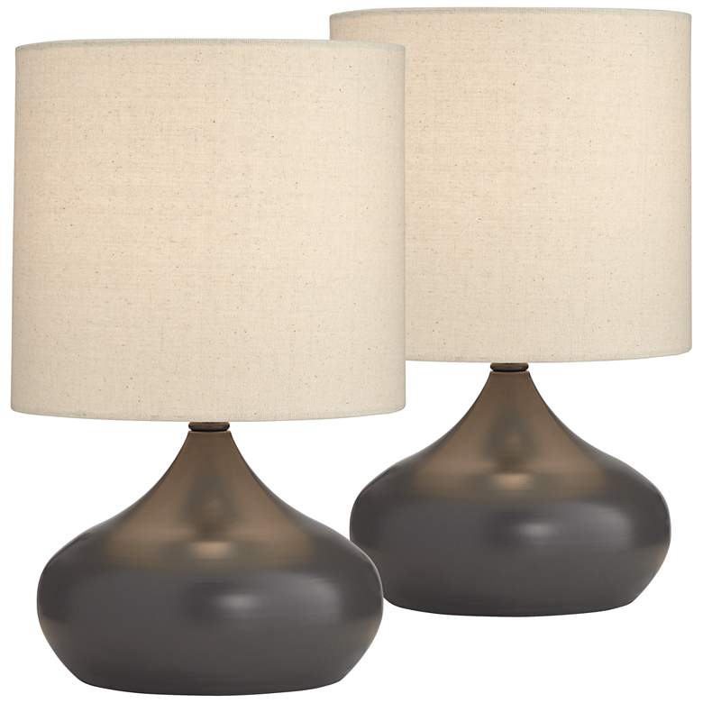 Image 1 Steel Droplet 14 3/4 inchH Gray Small Accent Lamps Set of 2