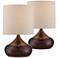 Steel Droplet Brown Accent Lamps Set of 2 with WiFi Smart Sockets
