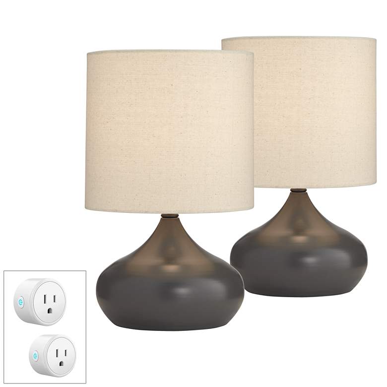 Steel Droplet Gray Accent Lamps Set of 2 with WiFi Smart Sockets