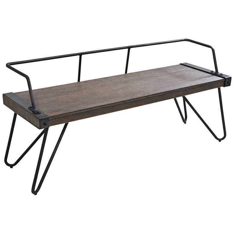 Image 1 Stefani 51 1/4" Wide Metal and Walnut Wood Open Back Bench