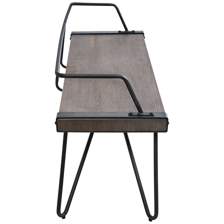Stefani Antique Metal and Walnut Wood Open Back Bench more views